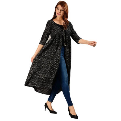 Cotton Long Printed Shrug for Women